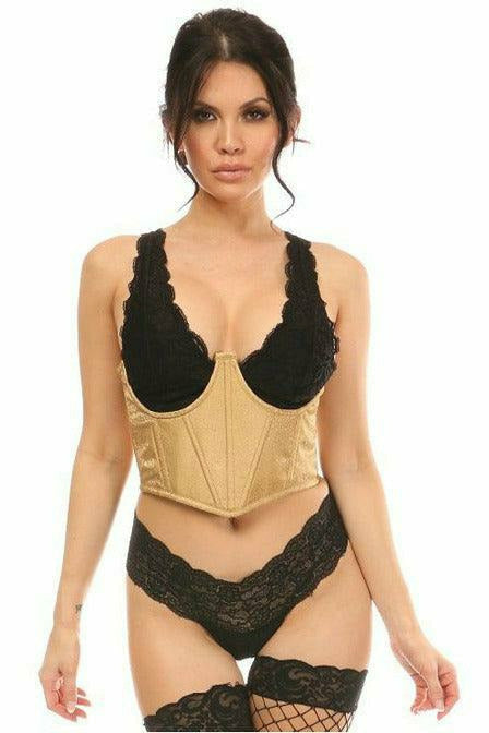 Lavish Gold Brocade Open Cup Waist Cincher-Waist Cinchers-SEXYSHOES.COM