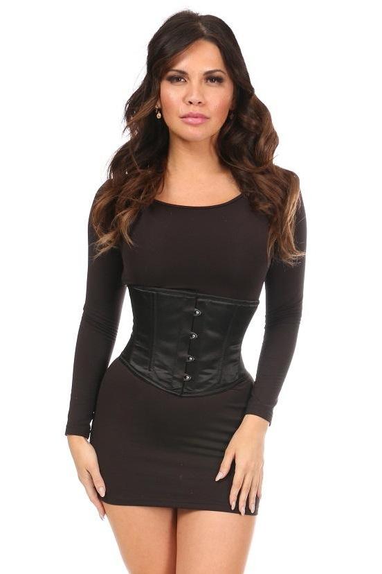 Plus Size Satin Mini Cincher-Waist Cincher-Daisy Corsets-Black-SEXYSHOES.COM