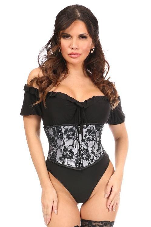 Plus Size Satin Mini Cincher-Waist Cincher-Daisy Corsets-White-SEXYSHOES.COM