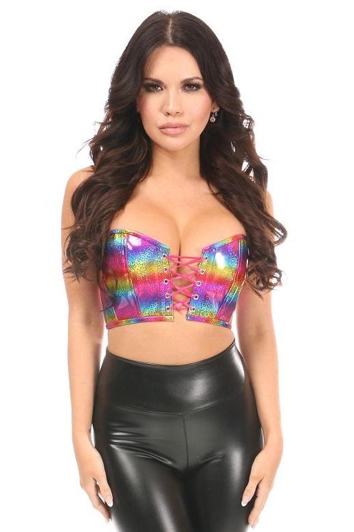 Plus Size Short Bustier-Overbust Corsets-Daisy Corsets-Rainbow-SEXYSHOES.COM