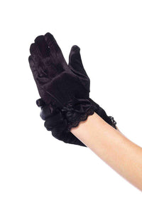 Leg Avenue Lace Trimmed Gloves with Bow in Black  from SexyShoes.com
