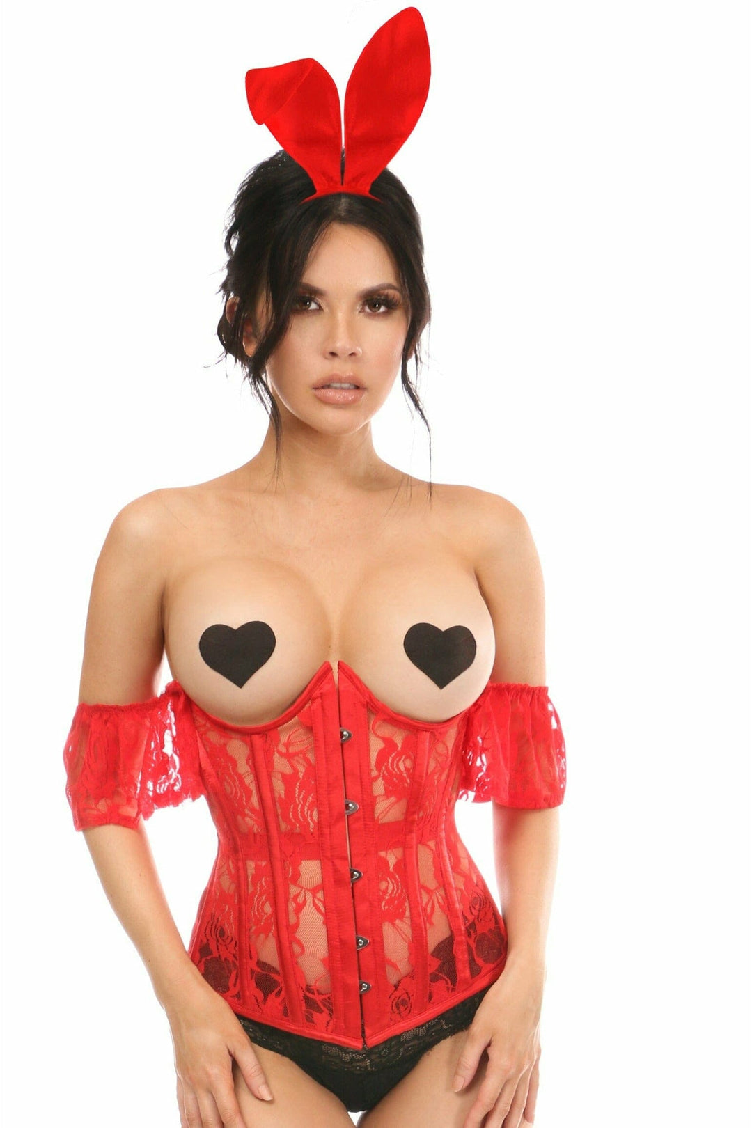 Lavish 3 PC Sexy Red Bunny Corset Costume-Bunny Costumes-Daisy Corsets-SEXYSHOES.COM