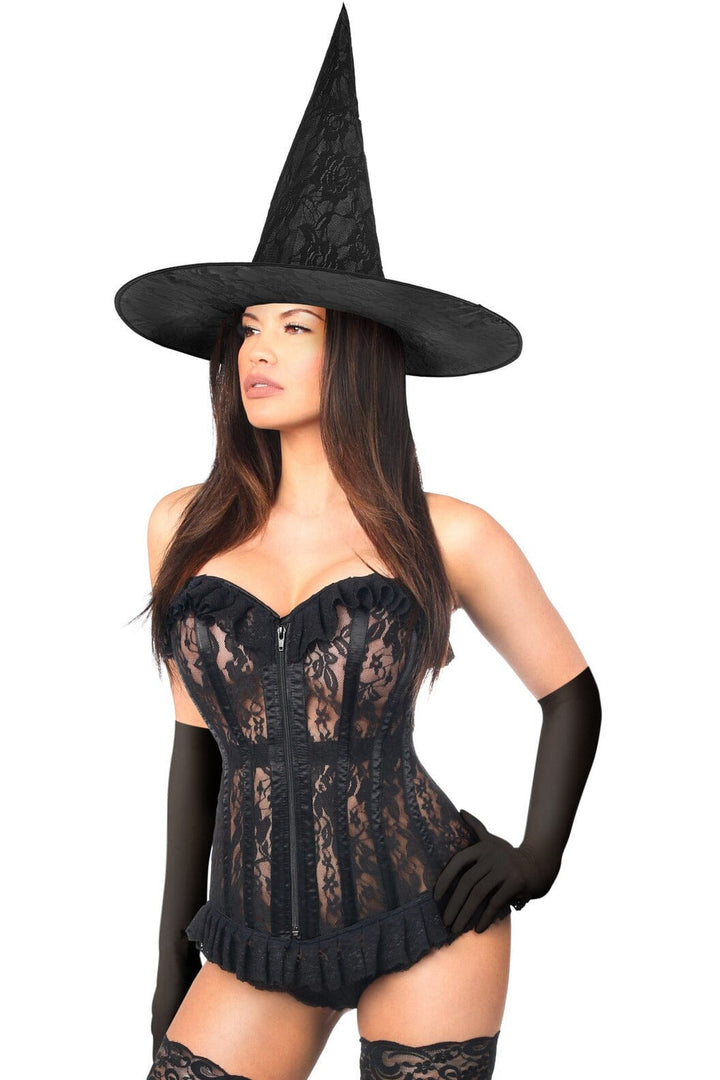 Lavish 3 PC Sheer Lace Witch Corset Costume-Witch Costumes-Daisy Corsets-SEXYSHOES.COM