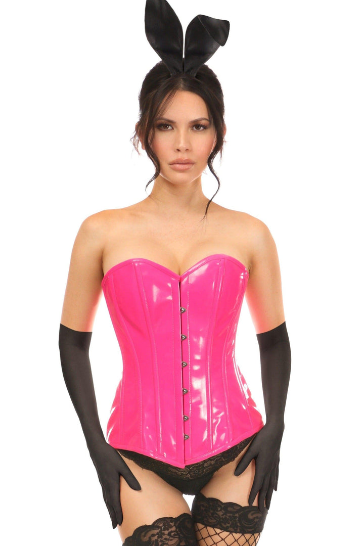 Lavish 4 Piece Pink Patent Bunny Corset Costume-Devil Costumes-Daisy Corsets-Pink-2X-SEXYSHOES.COM