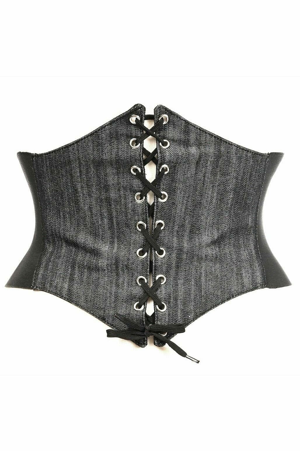 Lavish Black Denim Corset Belt Cincher-Corset Belts-Daisy Corsets-Black-S-SEXYSHOES.COM