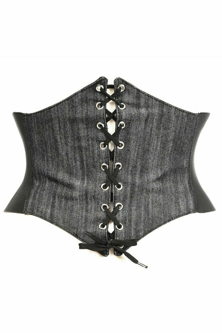 Lavish Black Denim Corset Belt Cincher-Corset Belts-Daisy Corsets-Black-S-SEXYSHOES.COM
