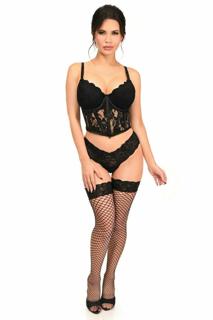Lavish Black Sheer Lace Underwire Waist Cincher Corset-Waist Cinchers-Daisy Corsets-SEXYSHOES.COM