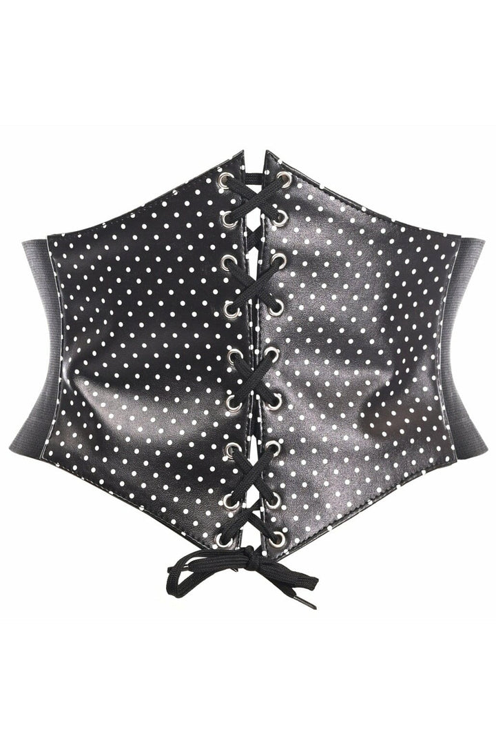 Lavish Black & White Polka Dot Lace-Up Corset Belt Cincher-Corset Belts-Daisy Corsets-Black-S-SEXYSHOES.COM