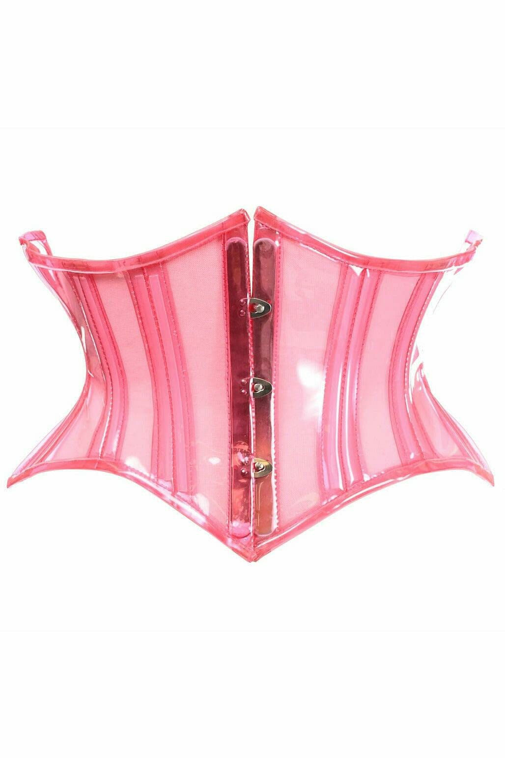 Lavish Clear Pink Curvy Cut Mini Cincher Corset-Waist Cinchers-Daisy Corsets-Clear-S-SEXYSHOES.COM