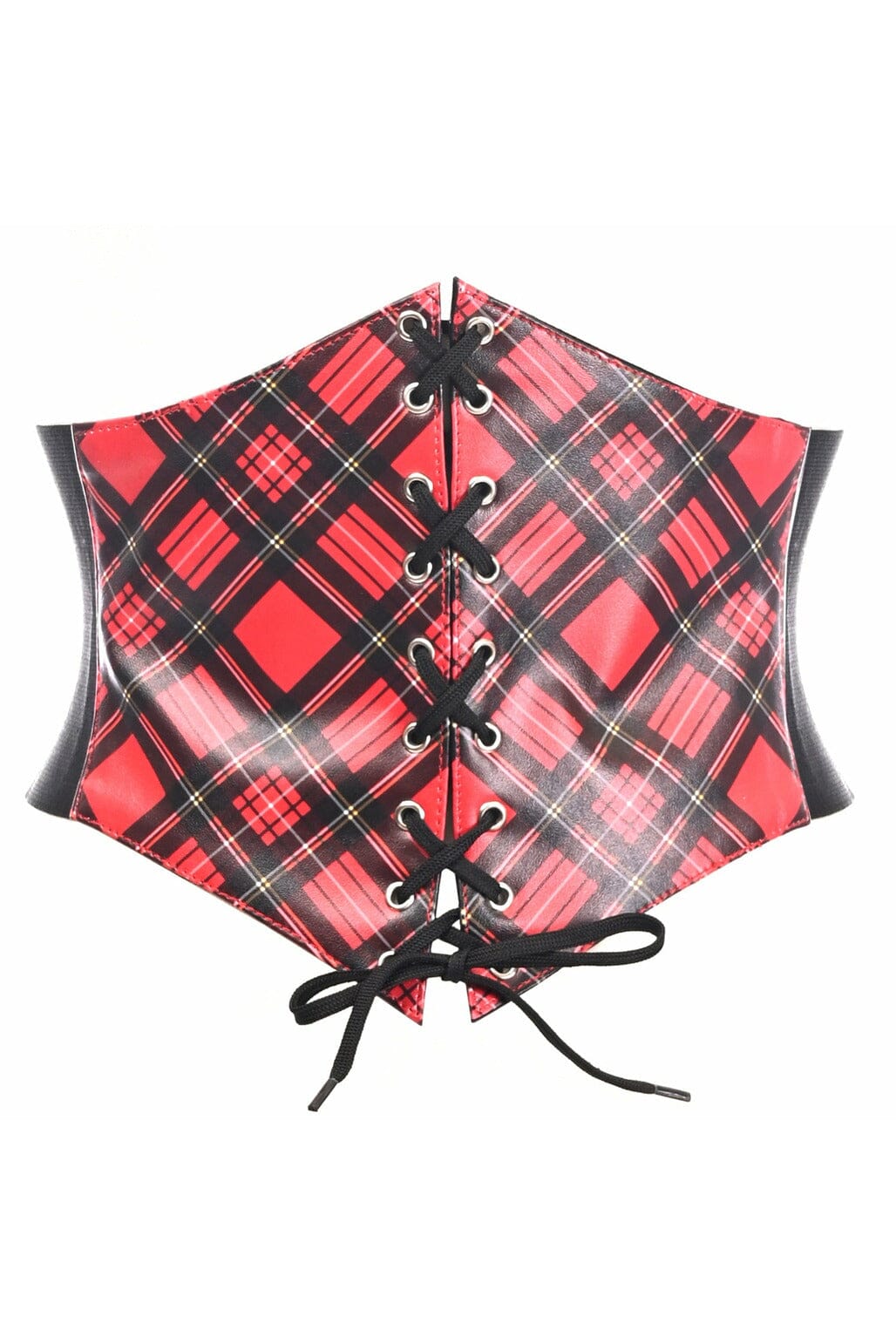 Lavish Red Plaid School Girl Lace-Up Corset Belt Cincher-Corset Belts-Daisy Corsets-Red-S-SEXYSHOES.COM