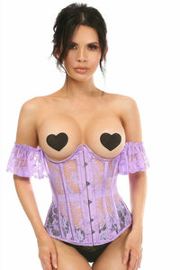 Daisy Corsets Lavish Sheer Lavender Lace Underbust Underwire Corset w/Ruffle Sleeve in Purple  from SexyShoes.com