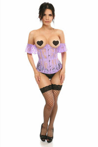 Daisy Corsets Lavish Sheer Lavender Lace Underbust Underwire Corset w/Ruffle Sleeve in Purple