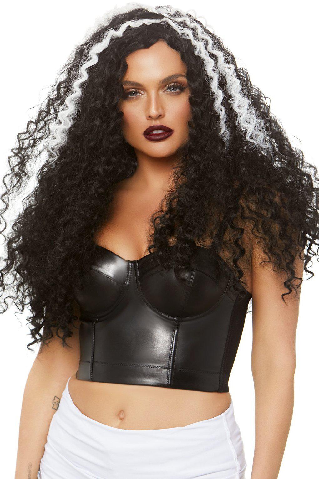 Leg Avenue Long Curly Wig in Black  from SexyShoes.com