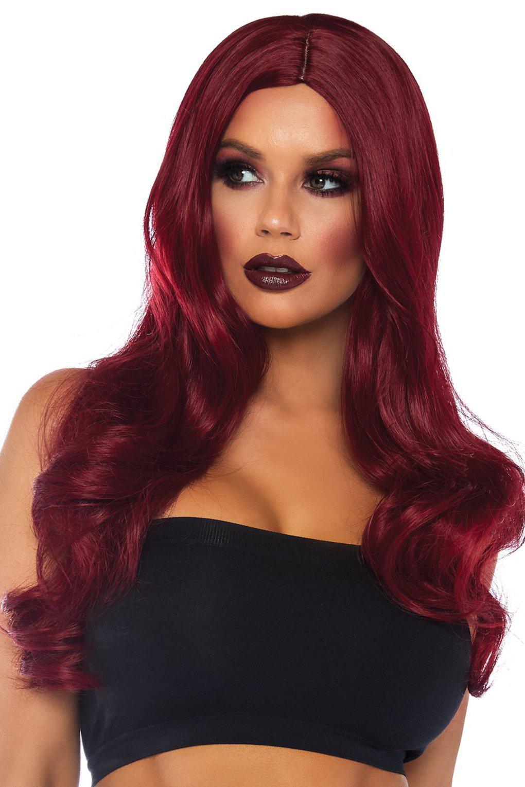 Leg Avenue Long Wavy Wig in Burgundy  from SexyShoes.com