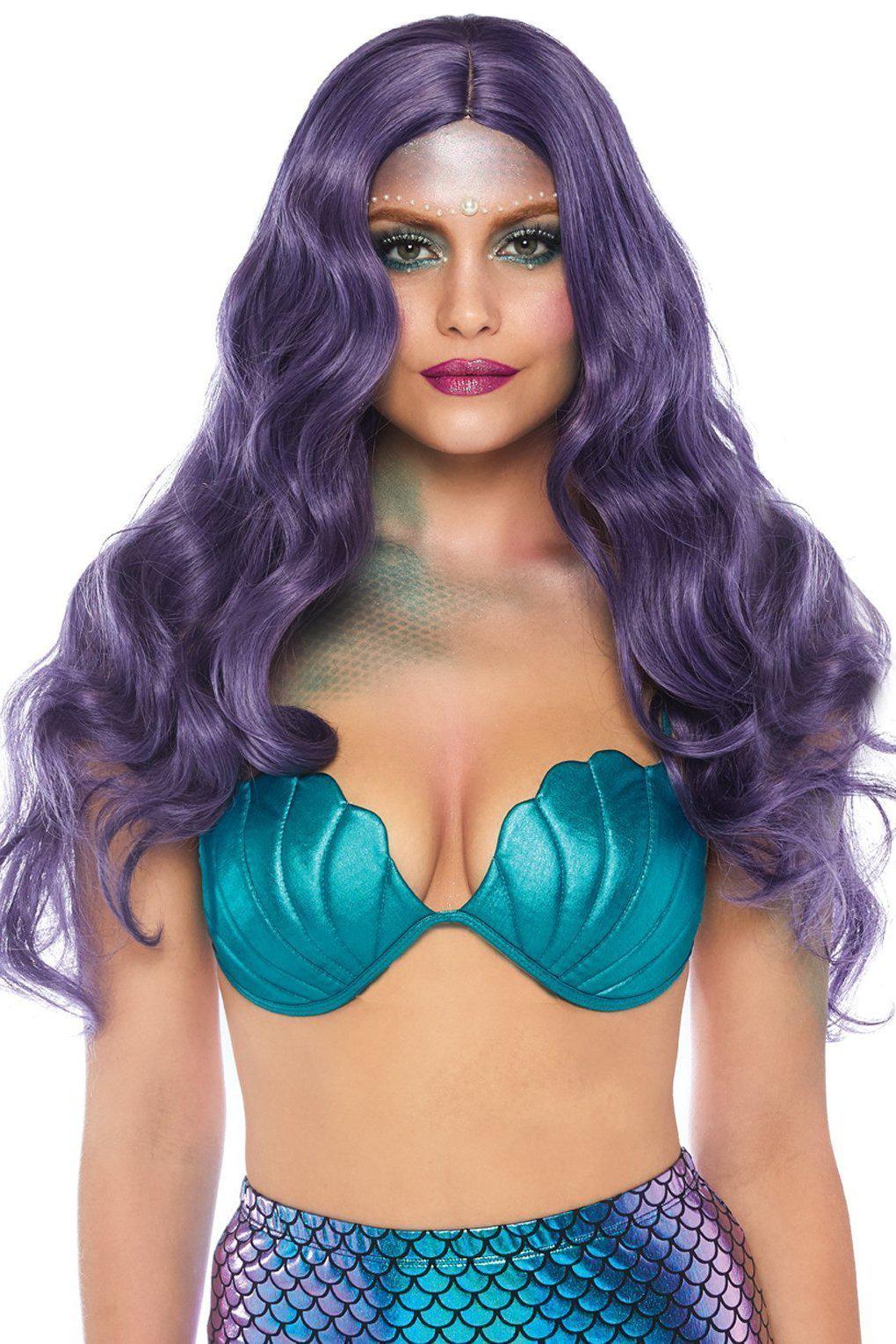 Leg Avenue Mermaid Wavy Long Wig in Purple  from SexyShoes.com