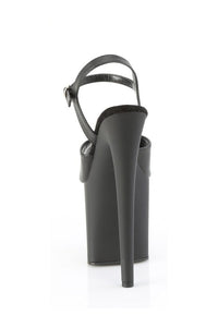 Pleaser NAUGHTY-809 Black Faux Leather Sandal in Black Faux Leather