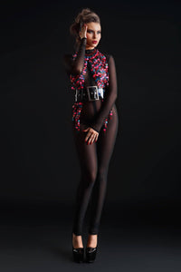 Patrice Catanzaro Sweety Fishnet Catsuit in Black Mesh
