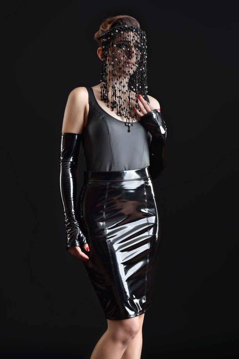 Patrice Catanzaro Katherine Vinyl Skirt Fetish Skirt in Black Vinyl from SexyShoes.com