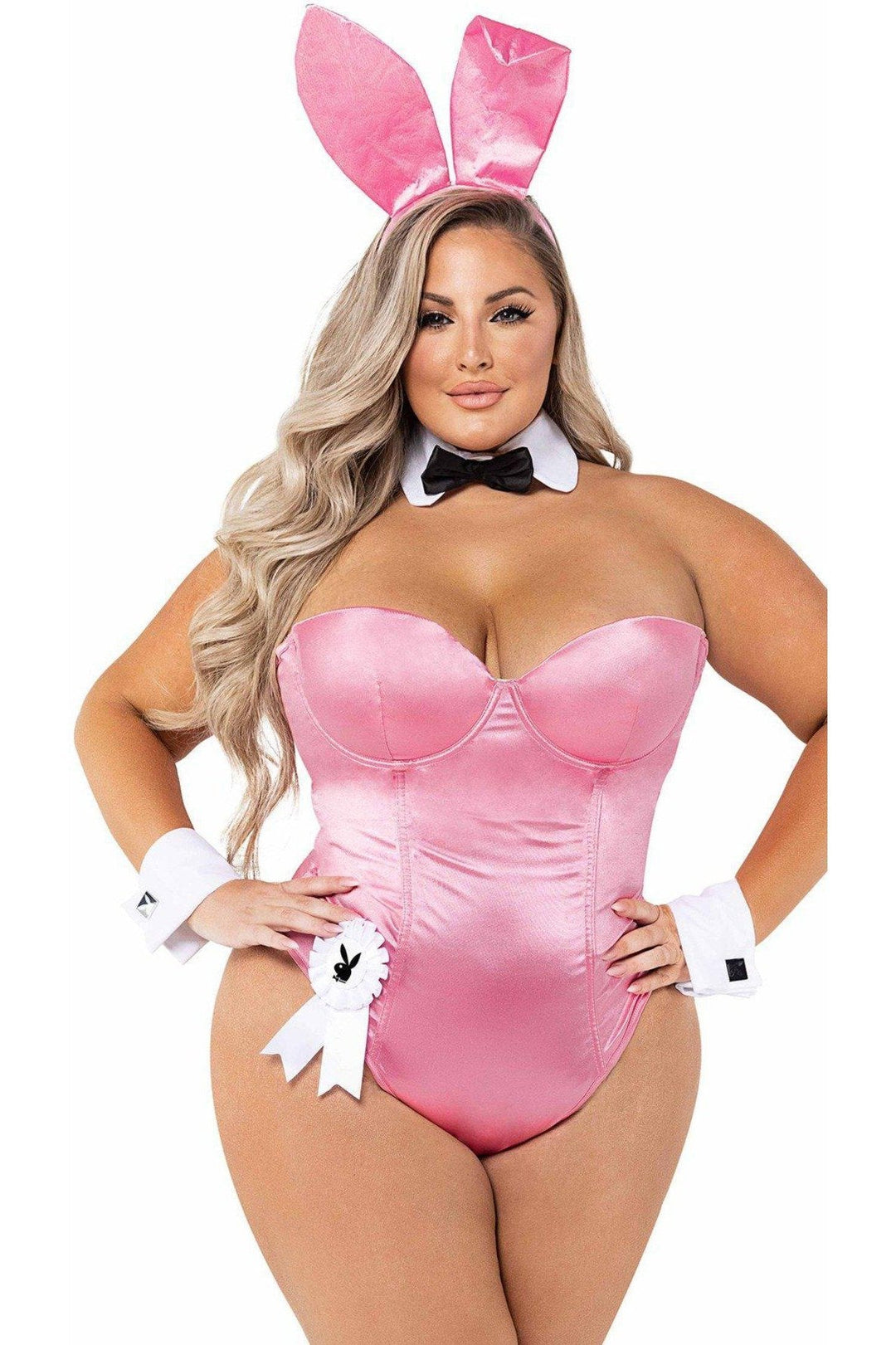 Roma Costumes Playboy Bunny Plus Size Classic Corset Costume in Pink  from SexyShoes.com