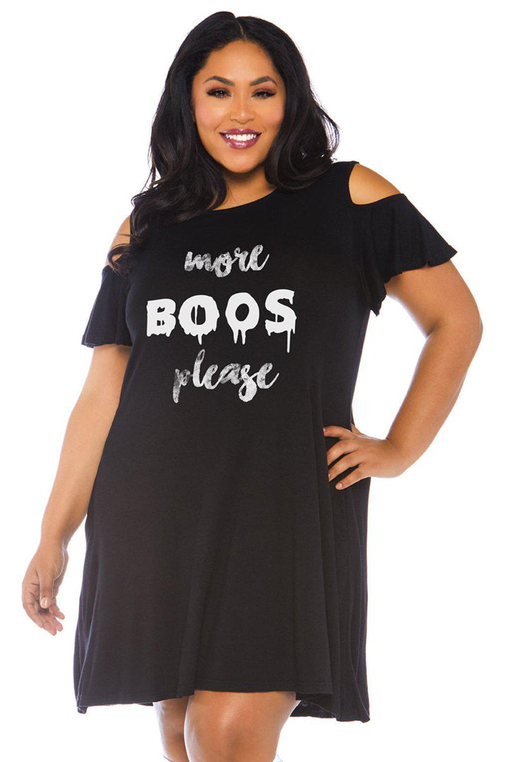 Plus Size More Boos Jersey Dress-Other Costumes-Leg Avenue-Black-1/2XL-SEXYSHOES.COM