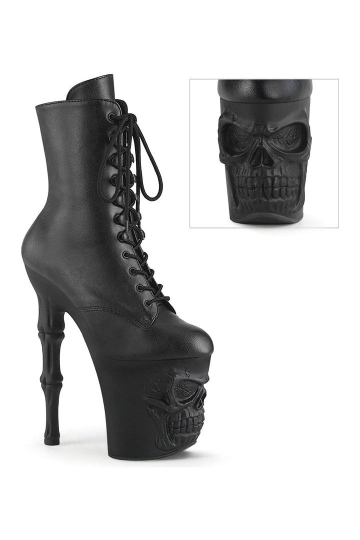 Pleaser RAPTURE-1020 Black Faux Leather Ankle Boot in Black Faux Leather from SexyShoes.com