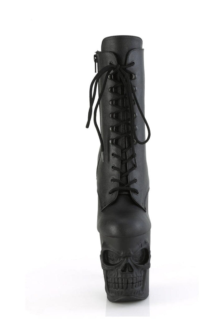 Pleaser RAPTURE-1020 Black Faux Leather Ankle Boot in Black Faux Leather