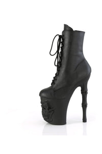 Pleaser RAPTURE-1020 Black Faux Leather Ankle Boot in Black Faux Leather