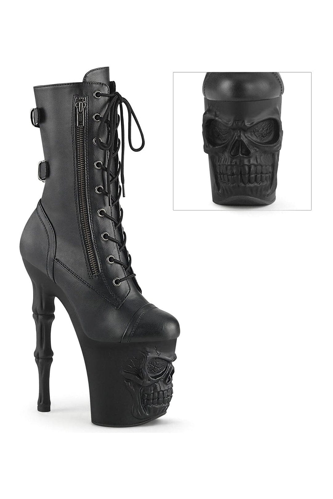 Pleaser RAPTURE-1047 Black Faux Leather Knee Boot in Black Faux Leather from SexyShoes.com