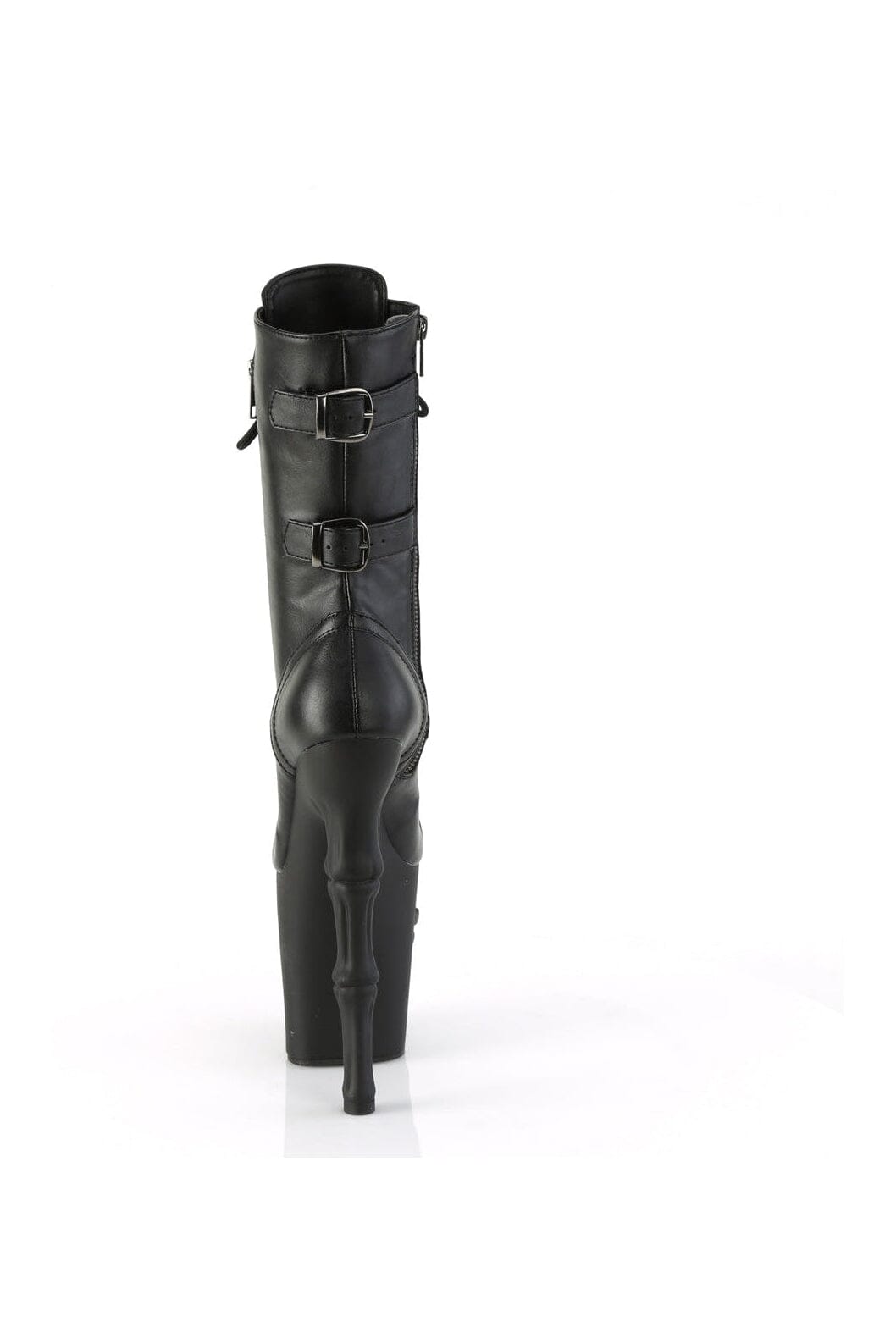 Pleaser RAPTURE-1047 Black Faux Leather Knee Boot in Black Faux Leather