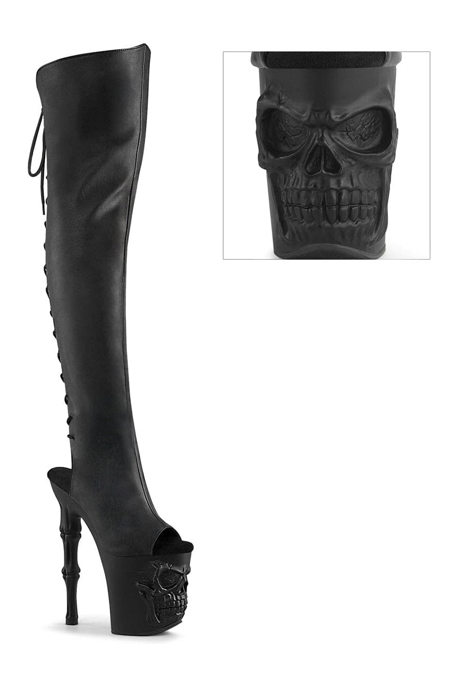 Pleaser RAPTURE-3019 Black Faux Leather Knee Boot in Black Faux Leather from SexyShoes.com