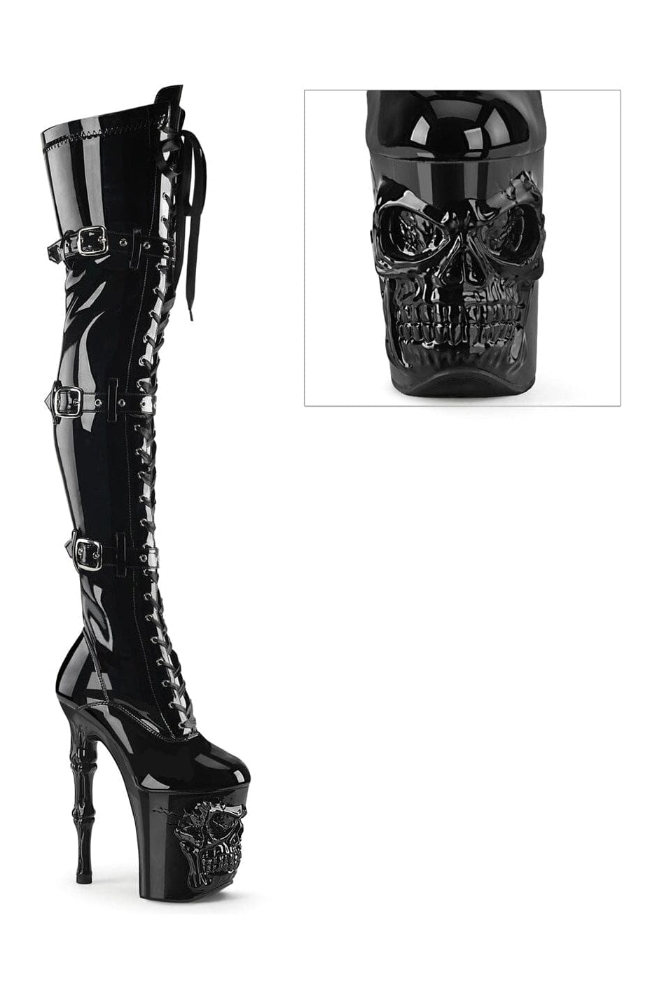 Pleaser RAPTURE-3028 Black Patent Thigh Boot in Black Patent from SexyShoes.com