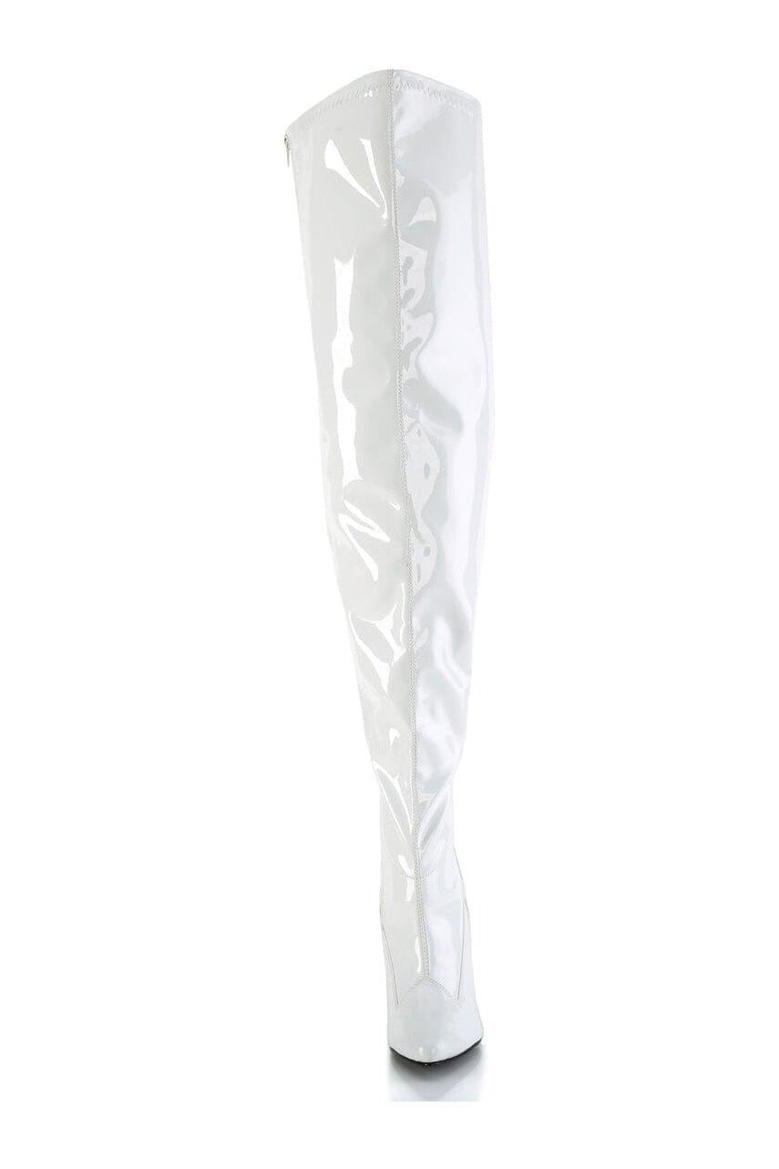 Pleaser SEDUCE-3000WC White Patent Thigh Boot in White Patent