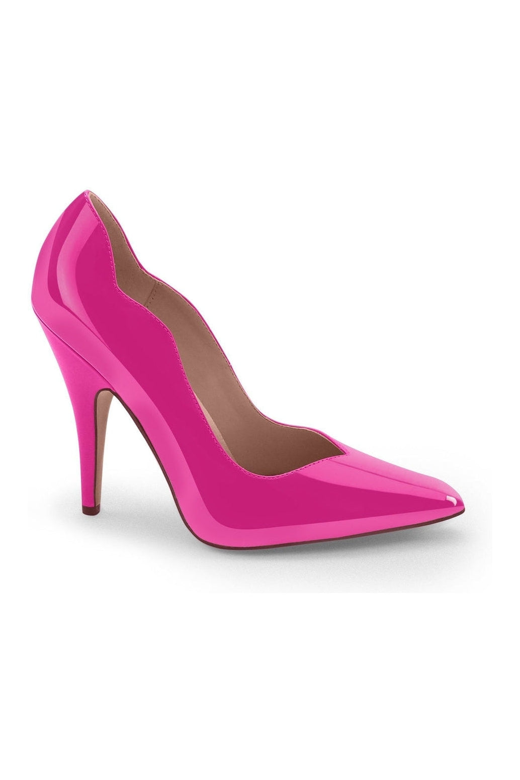 V-Shaped Topline Cute Scalloped Detailed Pump-Pumps-Sexyshoes Signature-Fuchsia-SEXYSHOES.COM