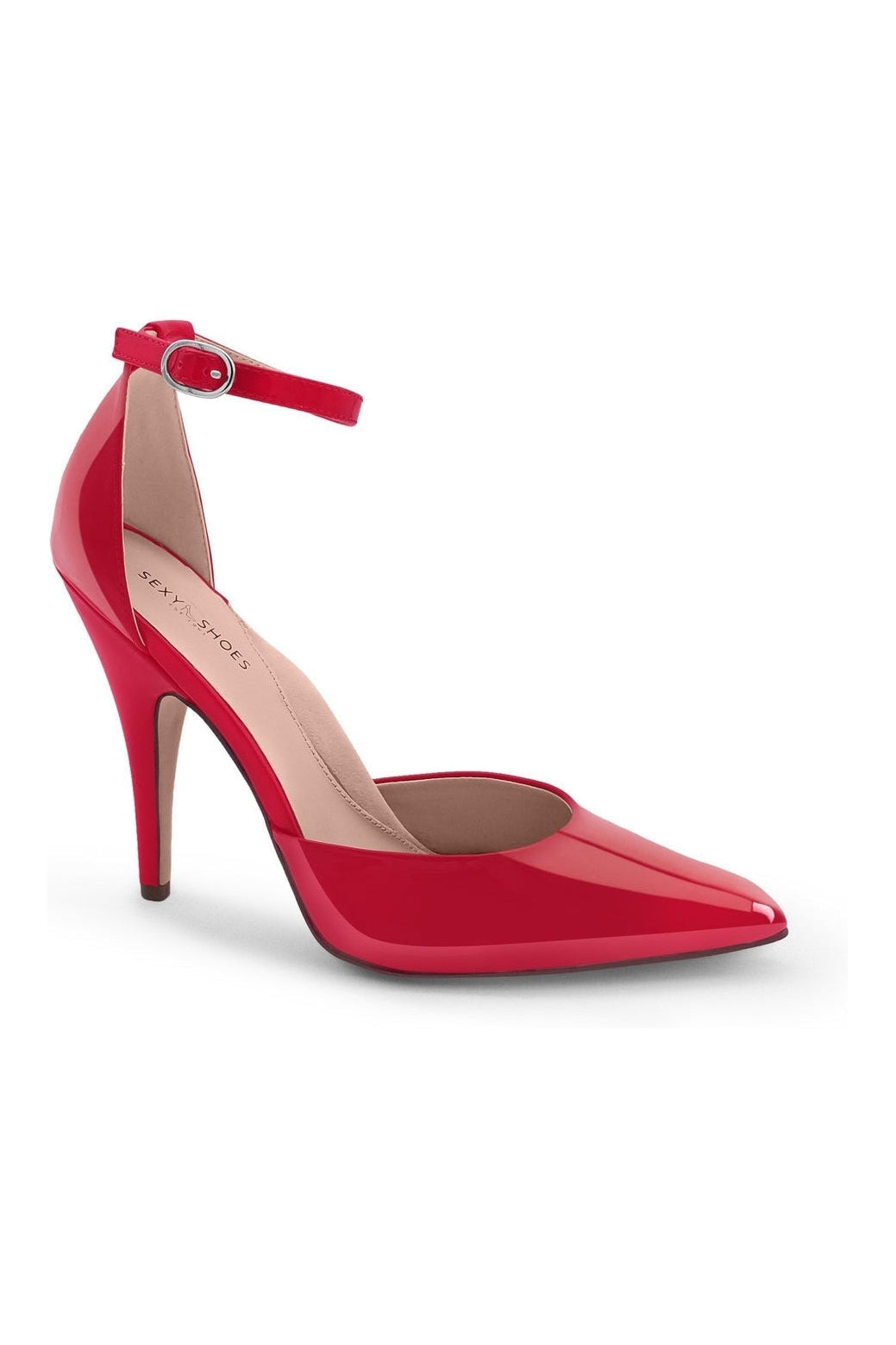 Sexyshoes Signature Ankle Strap D'Orsay Wide Width Pump in Red Patent from SexyShoes.com