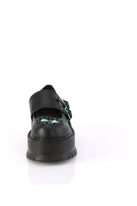 Demonia SLACKER-25 Black Vegan Leather Mary Janes in Black Vegan Leather