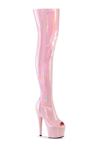 Pleaser Brand SS ADORE 3011HWR Pink Hologram Thigh Boot in Pink Hologram from SexyShoes.com