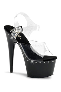Pleaser ADORE-708LS Platform Sandal in Black Vinyl from SexyShoes.com