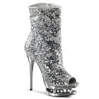 Pleaser Brand SS BLONDIE R 1008 Platform Boot in Silver Sequins from SexyShoes.com