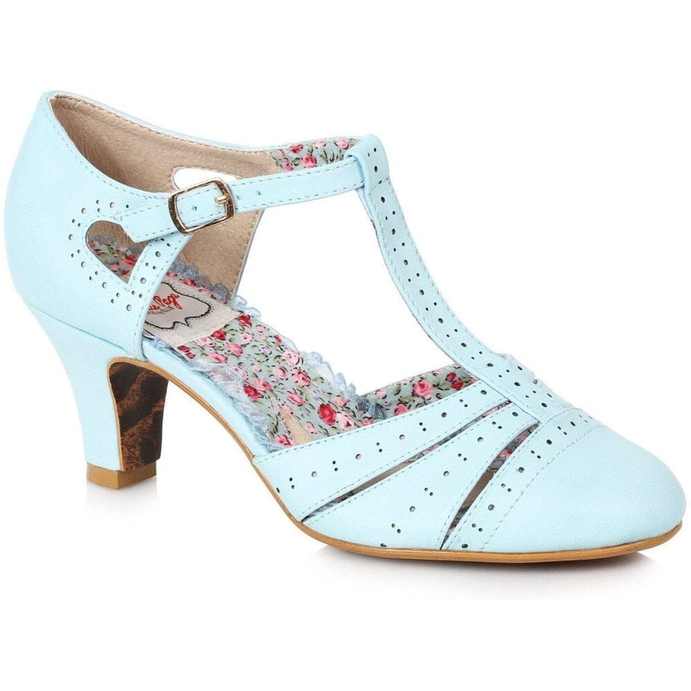 SS-Bettie Page Maisie Vintage Pump | Blue Faux Leather-Footwear-Ellie Brand-Blue-9-Faux Leather-SEXYSHOES.COM