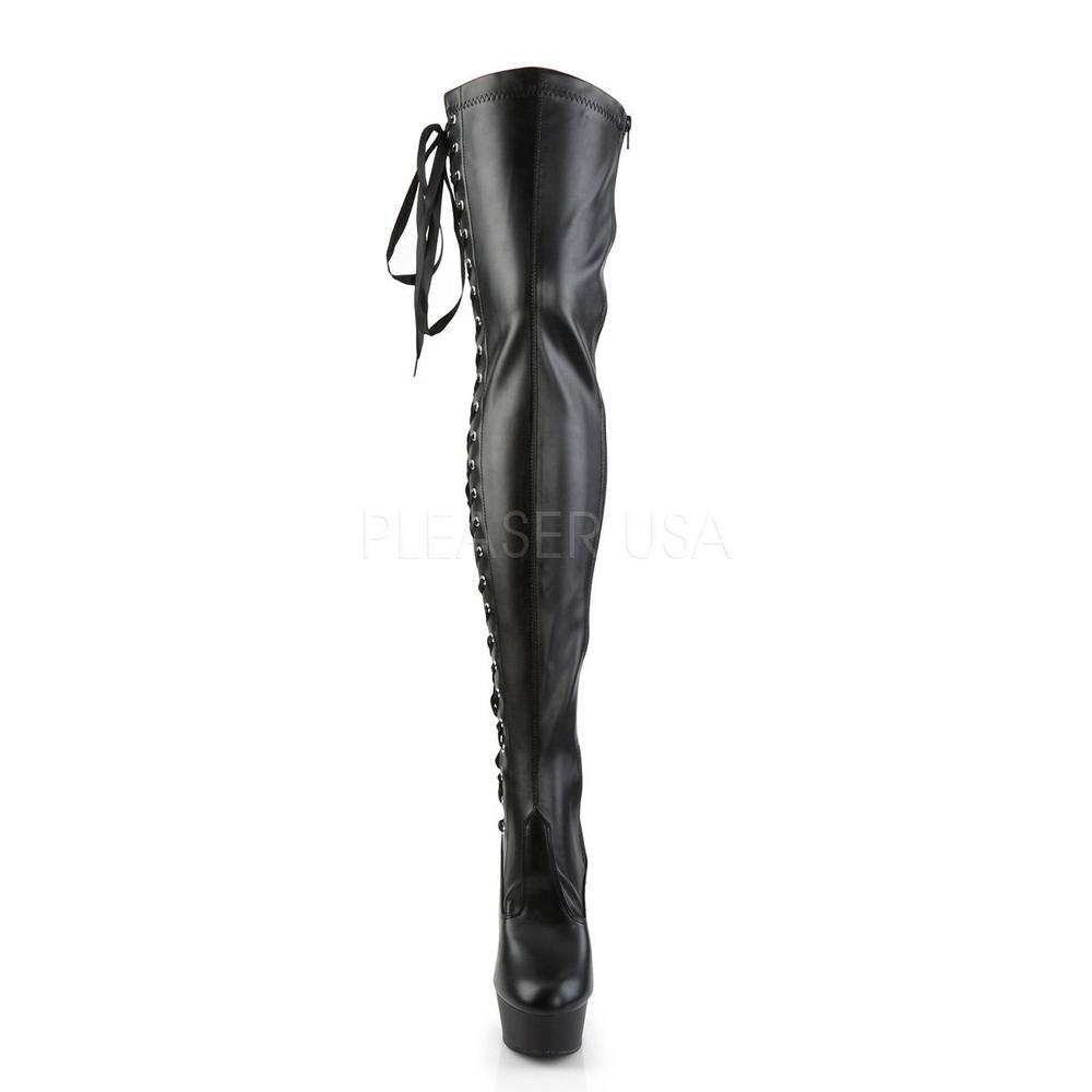 SS-DELIGHT-3050 Platform Boot | Black Faux Leather-Footwear-Pleaser Brand-Black-7-Faux Leather-SEXYSHOES.COM