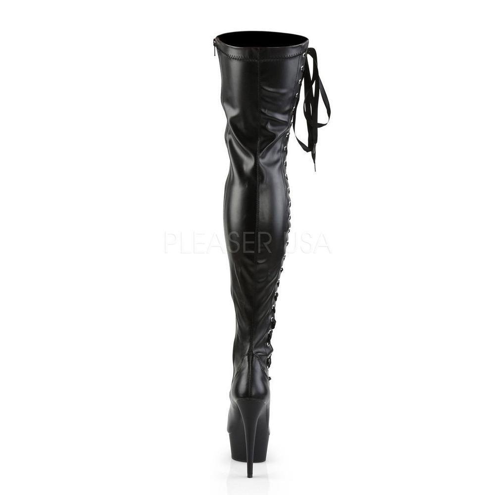 SS-DELIGHT-3050 Platform Boot | Black Faux Leather-Footwear-Pleaser Brand-Black-7-Faux Leather-SEXYSHOES.COM