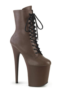 Pleaser Brand SS FLAMINGO 1020 Brown Faux Leather Ankle Boot in Brown Faux Leather from SexyShoes.com