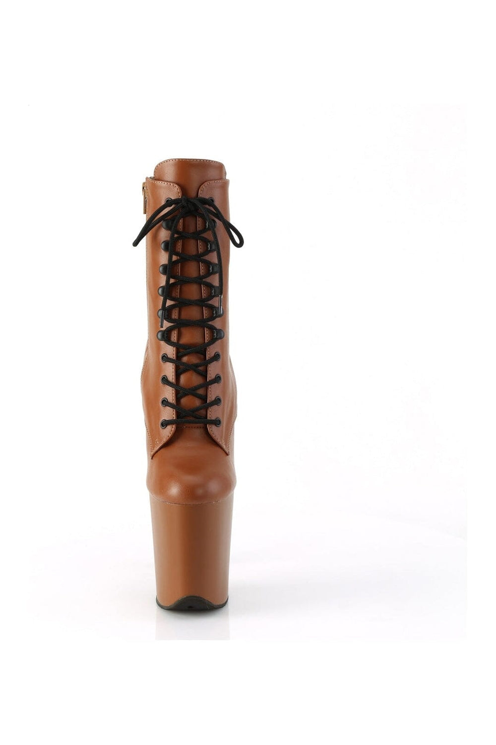 Pleaser FLAMINGO-1020 Brown Faux Leather Ankle Boot in Brown Faux Leather