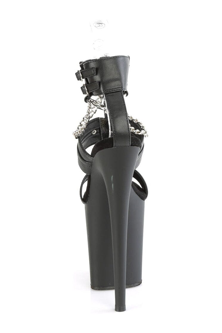 Pleaser FLAMINGO-861 Black Faux Leather Sandal in Black Faux Leather