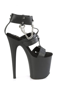 Pleaser FLAMINGO-861 Black Faux Leather Sandal in Black Faux Leather