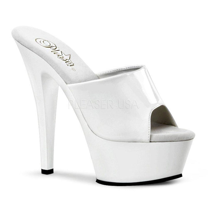 SS-KISS-201 Platform Slide | White Patent-Footwear-Pleaser Brand-White-13-Patent-SEXYSHOES.COM
