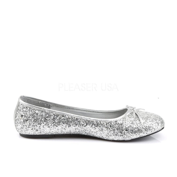 SS-STAR-16G Flat | Silver Glitter-Footwear-Pleaser Brand-Silver-6-Glitter-SEXYSHOES.COM