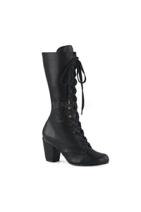 Pleaser Brand SS VIVIKA 205 Demonia Knee Boot in Black Faux Leather from SexyShoes.com