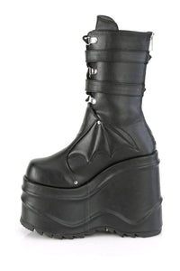Demonia WAVE-150 Knee Boot in Black Faux Leather