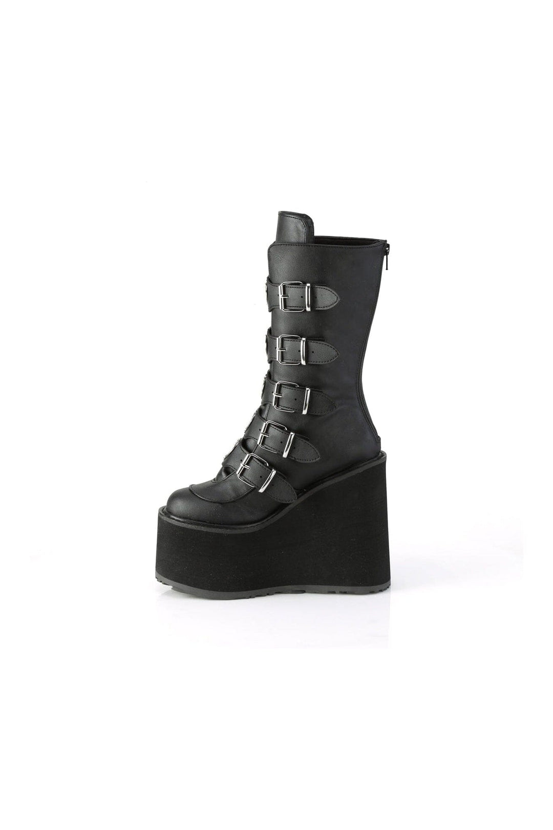 SWING-230 Black Vegan Leather Knee Boot-Knee Boots-Demonia-SEXYSHOES.COM